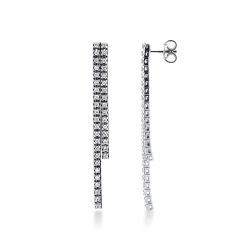 Pendientes riviere con 2 filas con diamantes oro blanco 18 kilates