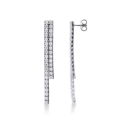Pendientes riviere con dos filas de diamantes oro blanco 18 kilates