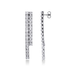 Pendientes con 2 filas de diamantes en oro blanco de 18 quilates