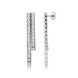 Pendientes con 2 filas de diamantes oro blanco 750