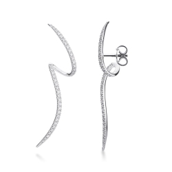 Pendientes en espiral con diamantes en oro blanco 750