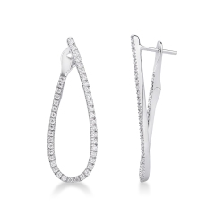 Pendientes ovalados alargados en oro blanco de 18k con diamantes