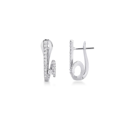 Pendientes en oro blanco 18k dos filas de diamantes