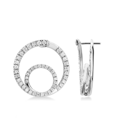 Pendientes de doble aro en oro blanco 18k con diamantes