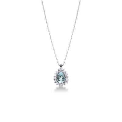 Collar aguamarina gota y diamantes
