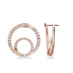 Pendientes de doble aro en oro rosa de 18k con diamantes