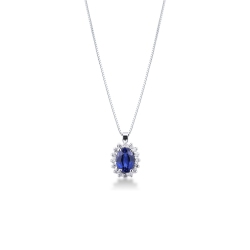 Colgante de oro blanco, zafiro y diamantes