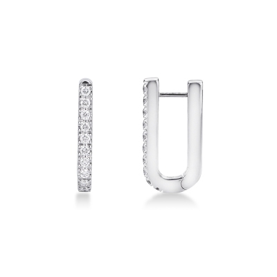 Pendientes Ovalados Oro Blanco 18k con Diamantes