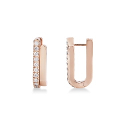 Pendientes semi rectangulares en oro rosa 18k con diamantes