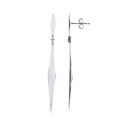 Pendientes colgantes en barra de oro blanco 18k con diamantes