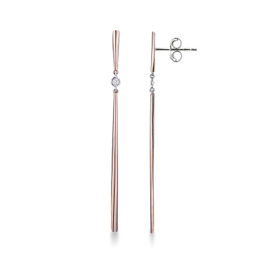 Pendientes colgantes de oro rosa y blanco 18k con diamante