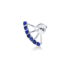 Pendiente individual en oro blanco 18 quilates con zafiros azules y diamante