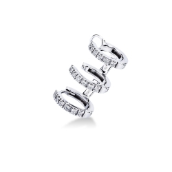 Mono pendiente izquierdo oro blanco 18k 3 círculos diamantes