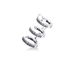 Mono pendiente oro blanco 18K 3 círculos diamantes negros