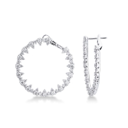 Pendientes de aro oro blanco 18k con Diamantes