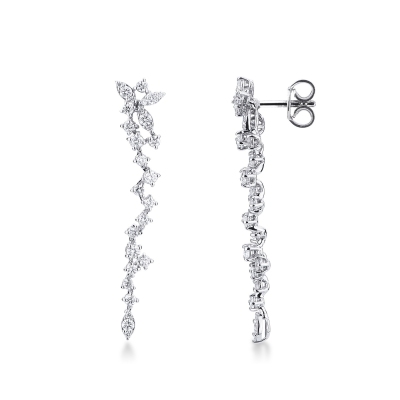 Pendientes colgantes de oro blanco de 18k con diamantes