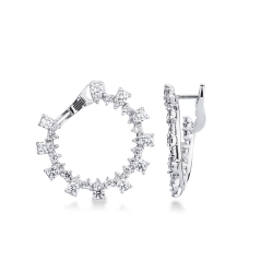 Pendientes de aro en oro blanco 18k con diamantes