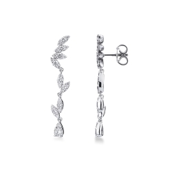 Pendientes colgantes en oro blanco de 18k y diamantes