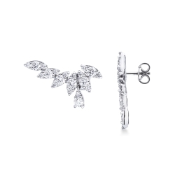 Pendientes fantasia en oro blanco de 750 con diamantes