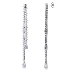 Pendientes largos oro blanco 18 quilates con diamantes gota GIA