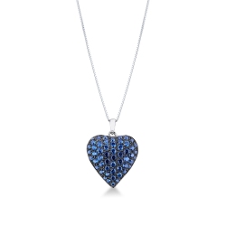Collar zafiros azules oro blanco 18K corazón