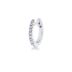 Pendiente aro único en oro blanco de 18k y diamantes