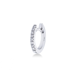 Pendiente de aro único en oro blanco de 18k y diamantes