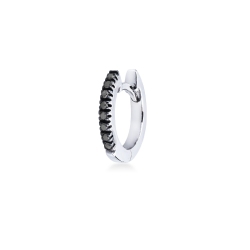 Pendiente mono aro en oro blanco 18k con diamantes negros brunidos