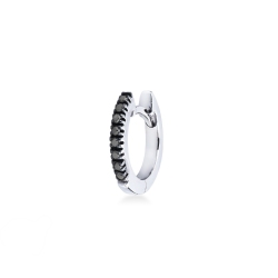 Pendiente mono aro en oro blanco 18k con diamantes negros