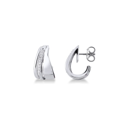 Pendientes ovalados en oro blanco 750 con diamantes