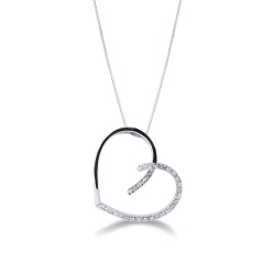 Collar corazon en oro blanco 18k con diamantes
