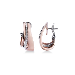 Pendientes en oro blanco y rosa de 18k con diamantes