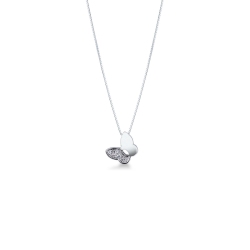 Collar con colgante en forma de mariposa en oro blanco 18k con diamantes