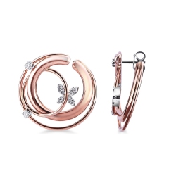 Pendientes ovalados en oro rosa y blanco 18k