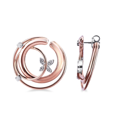 Pendientes ovalados en oro rosa y blanco 18k