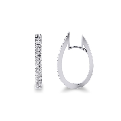 Pendientes de aro con pavé de diamantes en oro blanco de 18 kilates