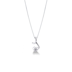 Collar solitario en forma de corazón en oro blanco 18k