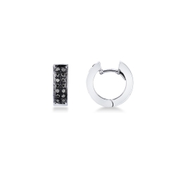 Pendientes aro oro blanco 18k diamantes negros