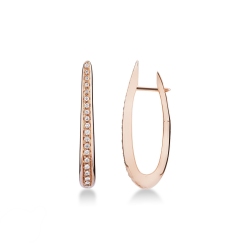 Pendientes ovalados en oro rosa de 18 quilates con diamantes, 3,3 cm