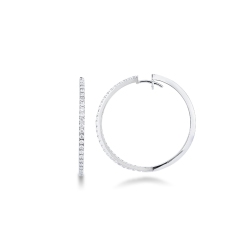 Pendientes de aro grandes de oro blanco 750 y brillantes