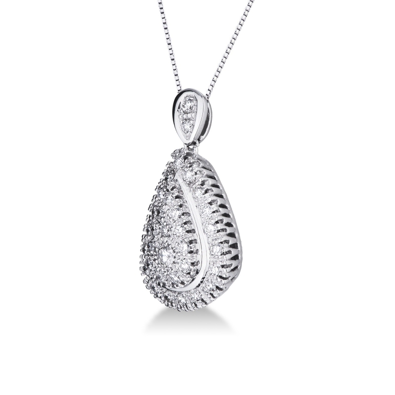 Collar en oro blanco 18k con diamantes gota  Collar en oro blanco 18k con diamantes gota