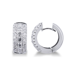 Aros en Oro Blanco 18k con Tres Filas de Diamantes ct. 2,60