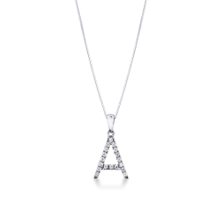 Collar con initial A de oro blanco y diamantes
