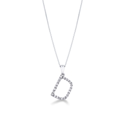 Collar con initial D de oro blanco y diamantes
