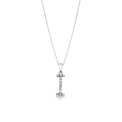 Collar con initial I de oro blanco y diamantes
