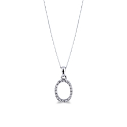 Collar con initial O de oro blanco y diamantes