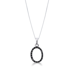 Colgante con initial O oro blanco y diamantes negros
