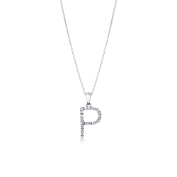 Collar con initial P de oro blanco y diamantes