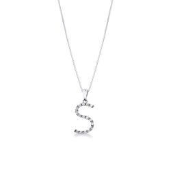 Collar con initial S de oro blanco y diamantes