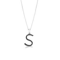 Colgante con initial S oro blanco y diamantes negros